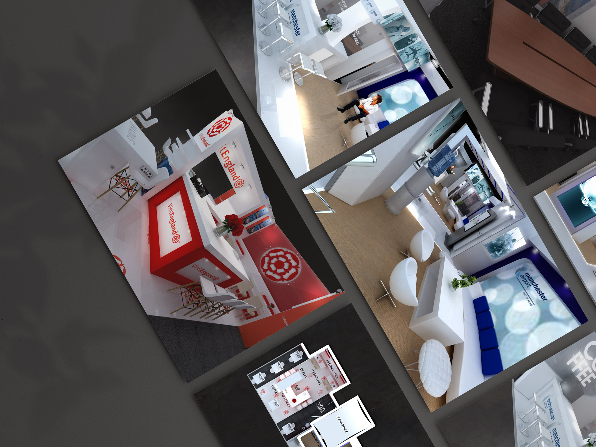 Manchester Airport exhibition design 3D rendering presentation